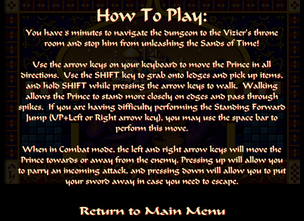 Prince of Persia rules how to play